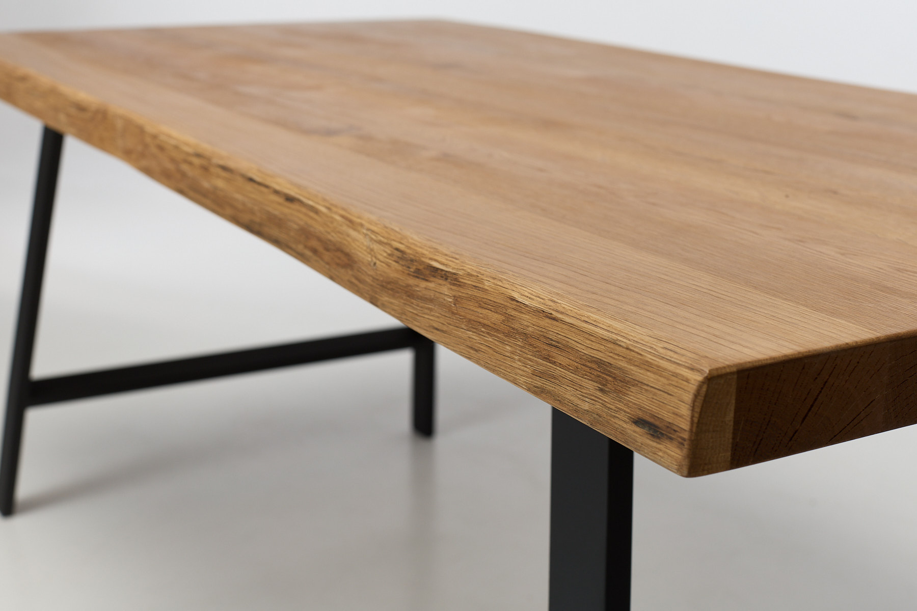 Alder 2m Live Edge Solid Oak Dining Table with Black Legs