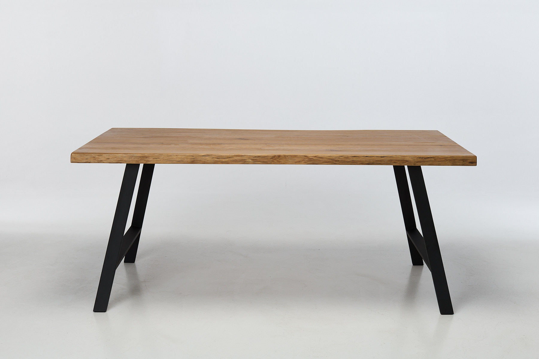 Alder 2m Live Edge Solid Oak Dining Table with Black Legs