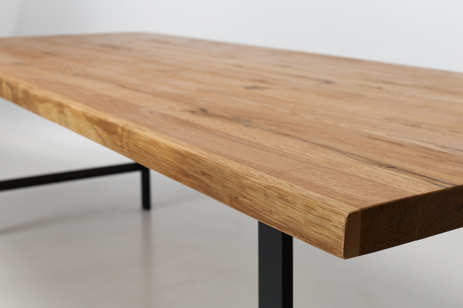 Alder 2.4m Live Edge Solid Oak Dining Table with Black Legs