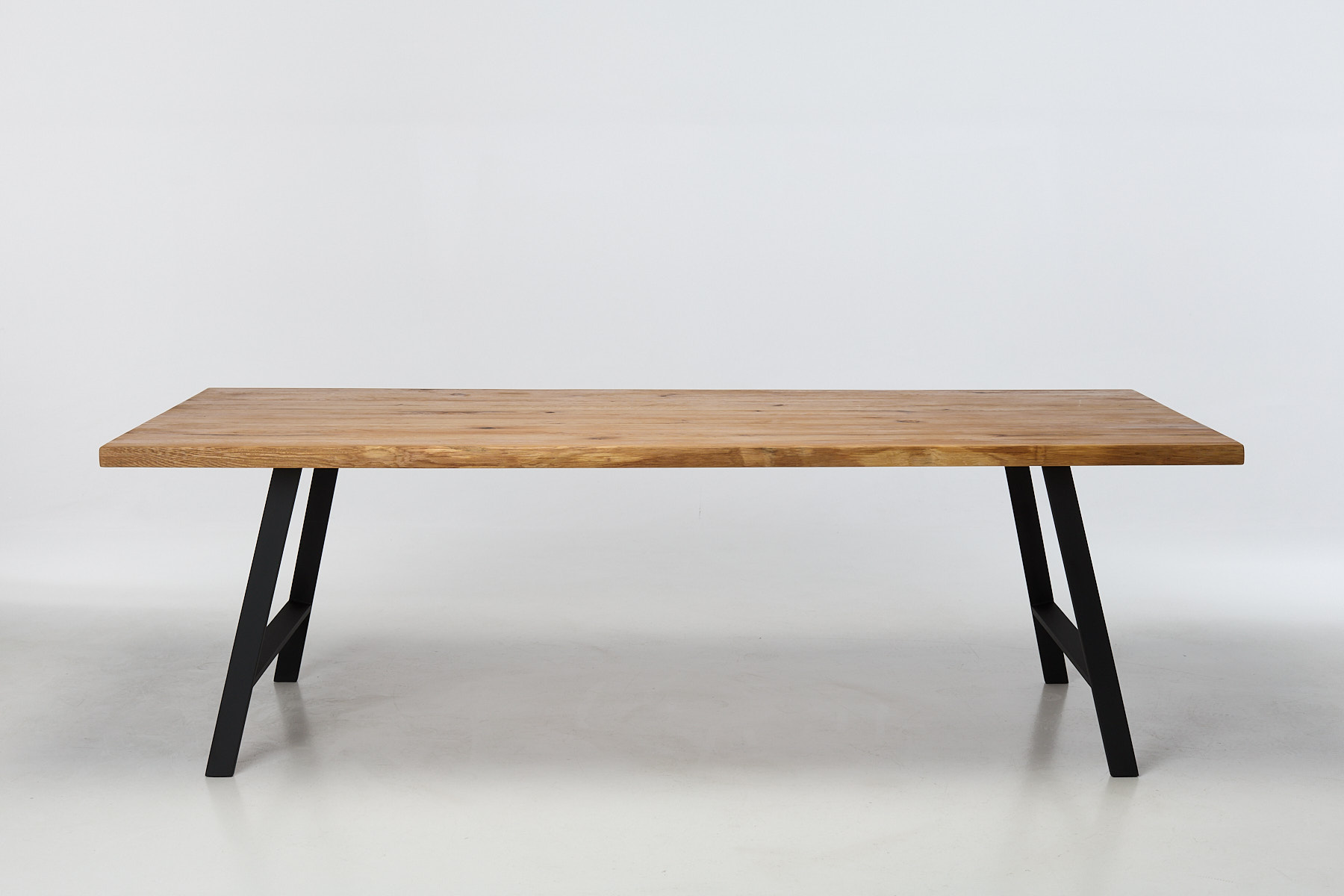 Alder 2.4m Live Edge Solid Oak Dining Table with Black Legs