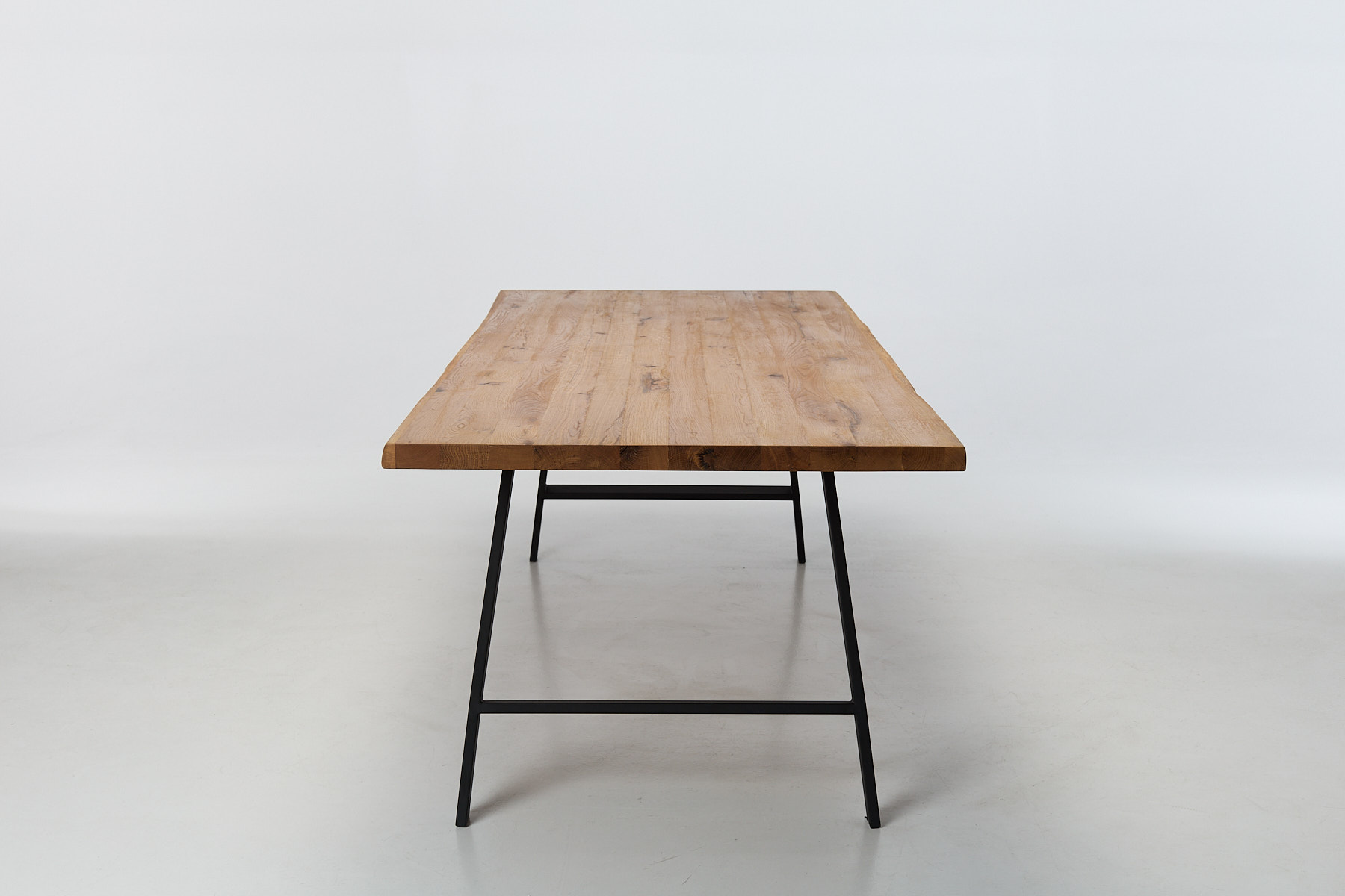 Alder 2.4m Live Edge Solid Oak Dining Table with Black Legs