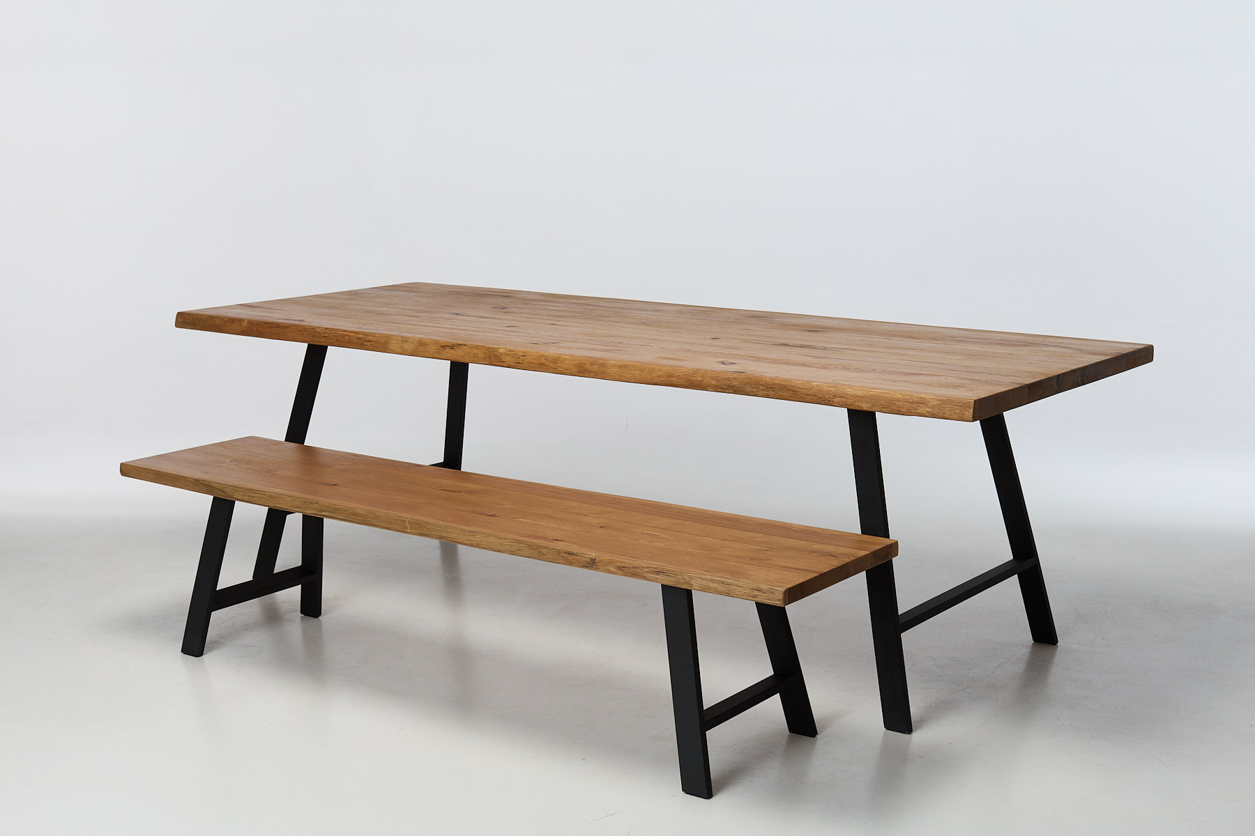 Alder Live Edge Solid Oak Dining Set with 2.4m Dining Table & 1.9m Dining Bench