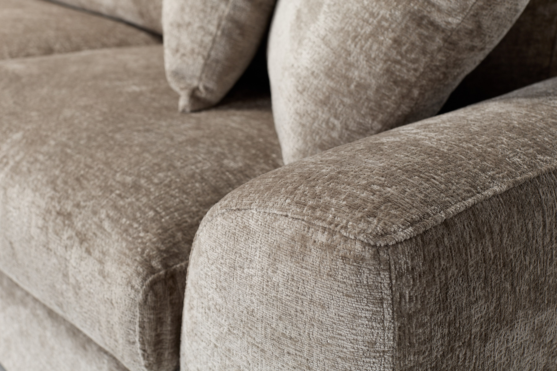 Arizona Modern L Shaped Corner Sofa with Left Hand Chaise - Stone Chenille