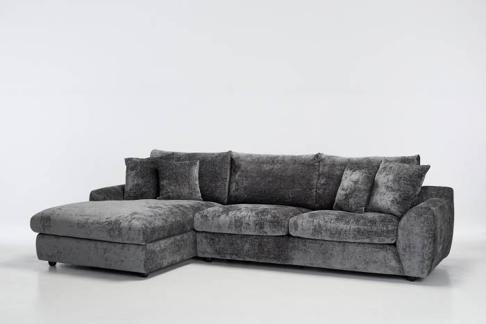 Arizona Modern L Shaped Corner Sofa with Left Hand Chaise - Anthracite Chenille