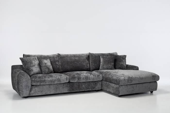 Arizona Modern L Shaped Corner Sofa with Right Hand Chaise - Anthracite Chenille