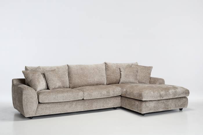Arizona Modern L Shaped Corner Sofa with Left Hand Chaise - Stone Chenille
