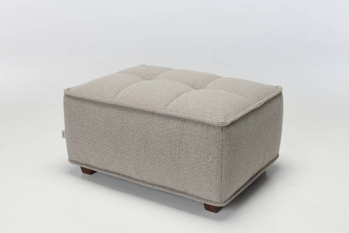Arta Modern Footstool - Warm Grey Luxury Woven Fabric