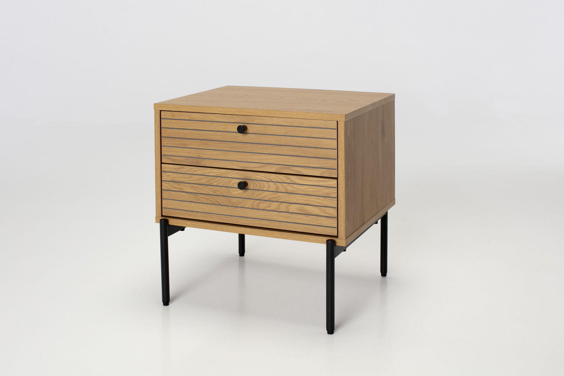 Bergen Bedside Table - Oak Effect 2 Drawer Bedside Table