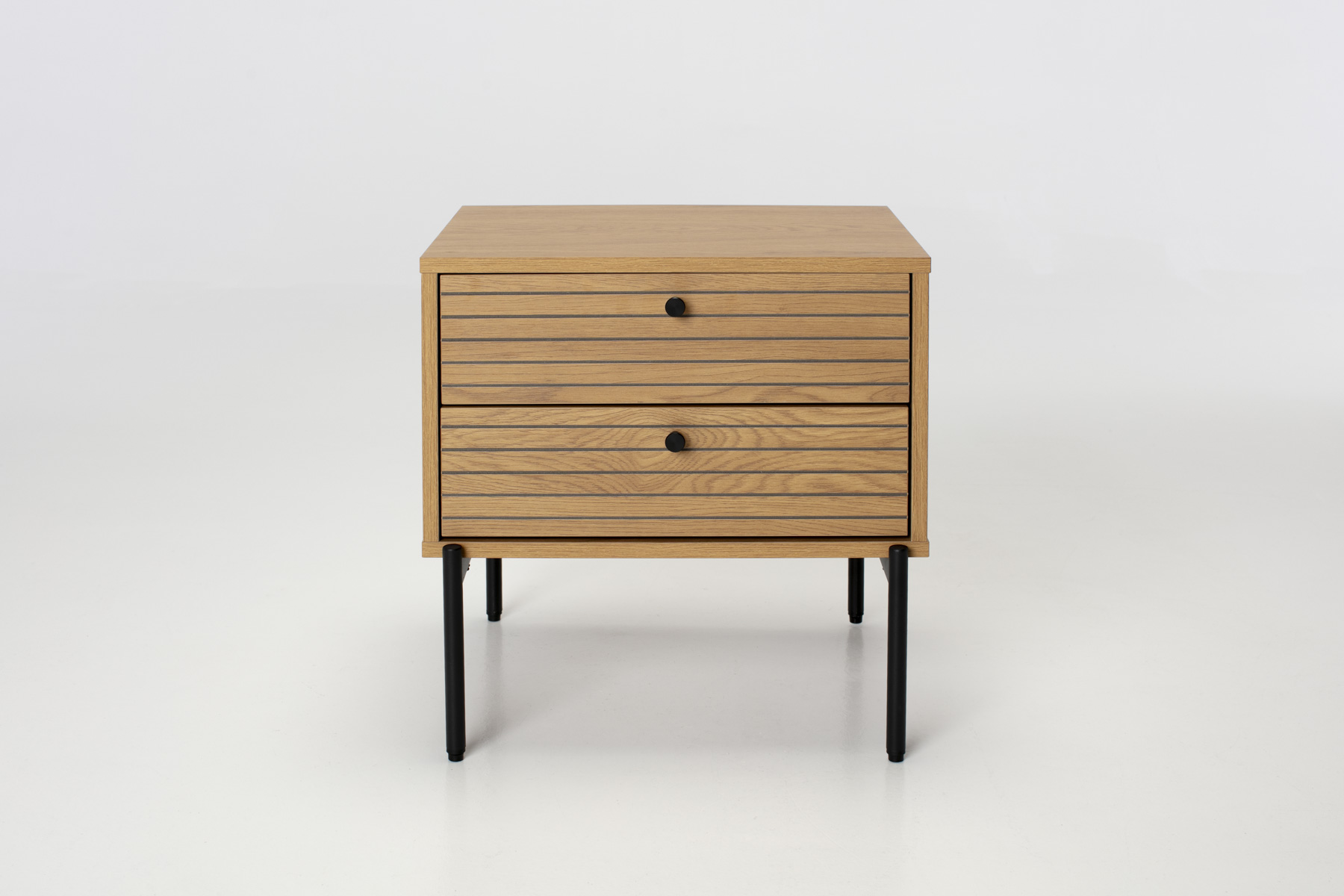 Bergen Bedside Table - Oak Effect 2 Drawer Bedside Table