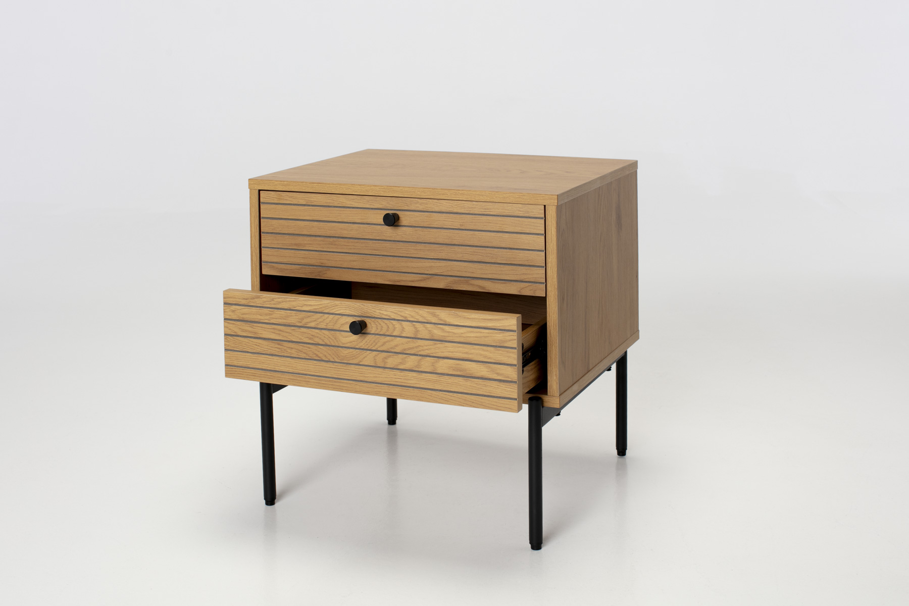 Bergen Bedside Table - Oak Effect 2 Drawer Bedside Table