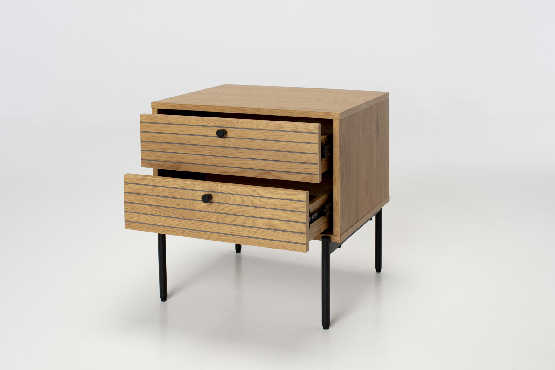 Bergen Bedside Table - Oak Effect 2 Drawer Bedside Table