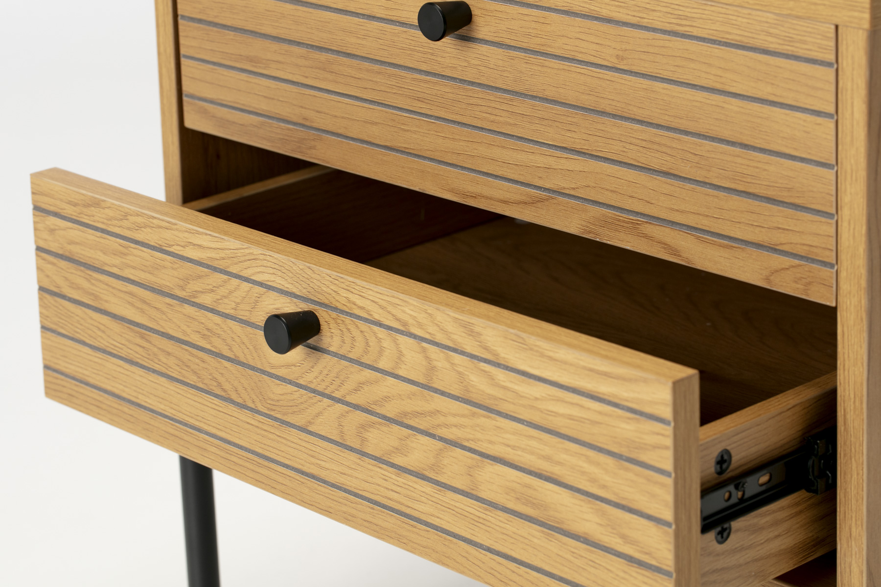 Bergen Bedside Table - Oak Effect 2 Drawer Bedside Table