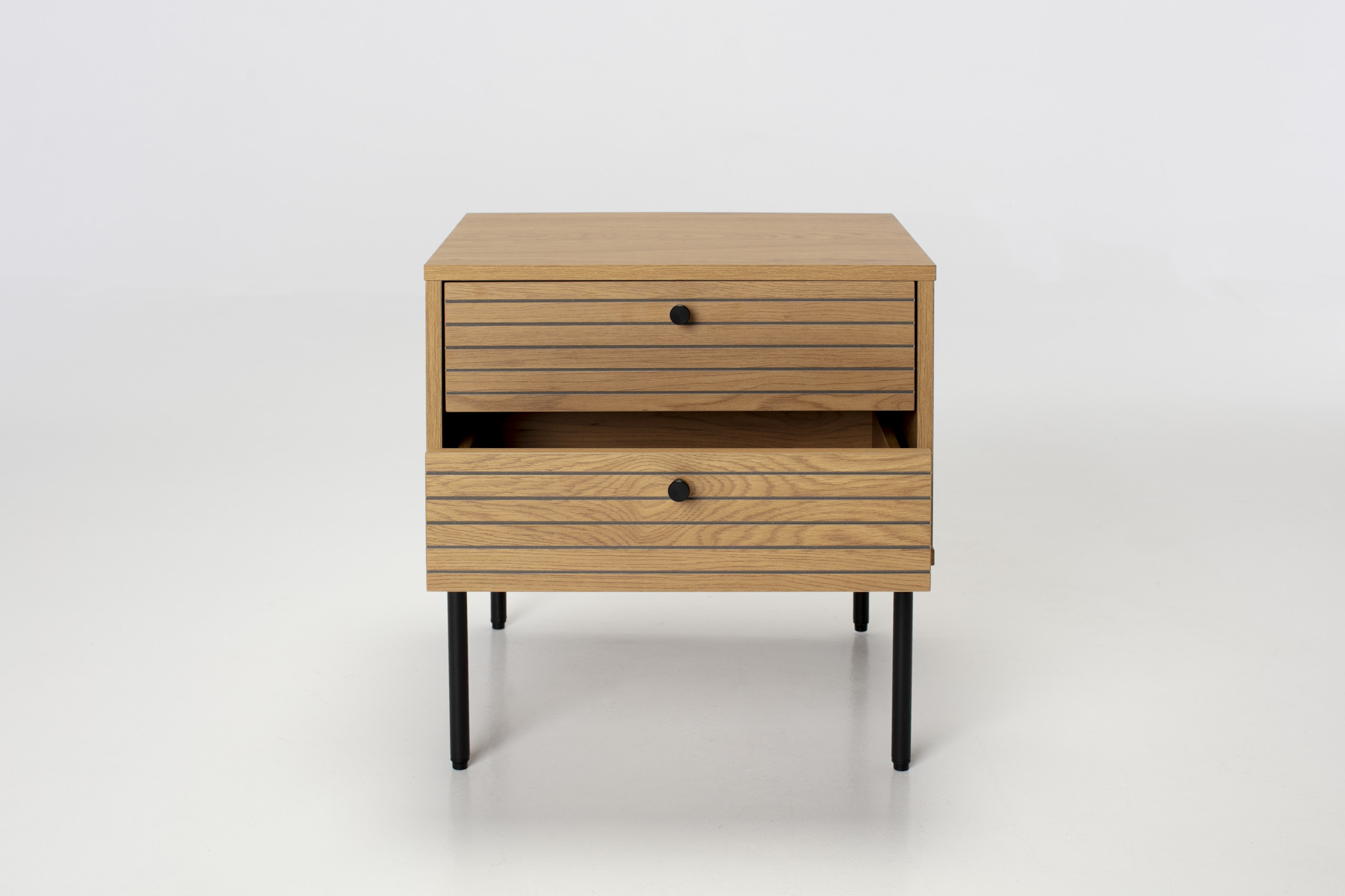 Bergen Bedside Table - Oak Effect 2 Drawer Bedside Table