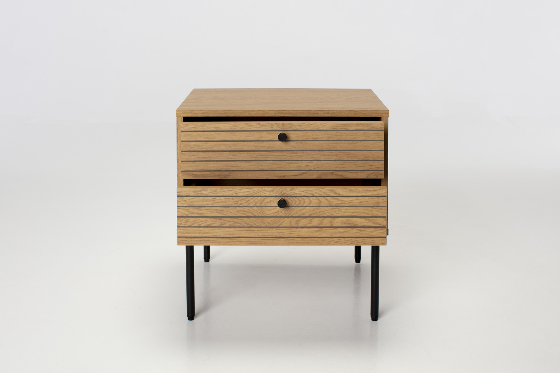 Bergen Bedside Table - Oak Effect 2 Drawer Bedside Table
