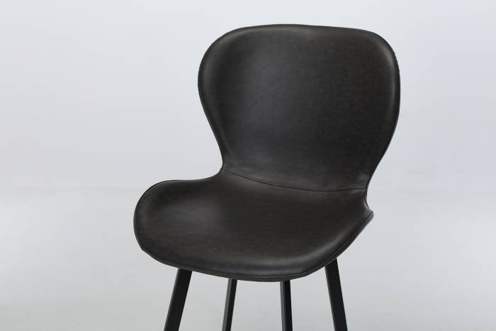 Billie Modern Dark Grey Faux Leather Bar Stools with Black Legs