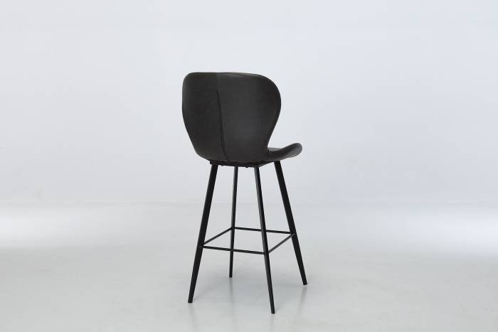 Billie Modern Dark Grey Faux Leather Bar Stools with Black Legs