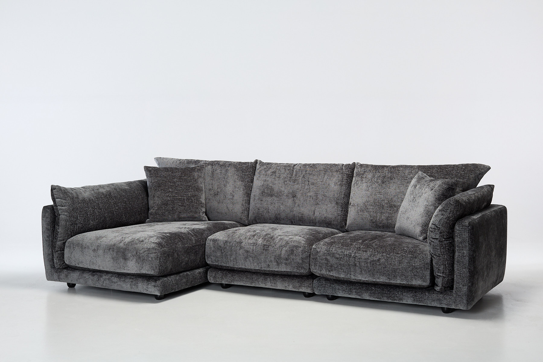 Brooklyn Modern L Shaped Corner Sofa with Left Hand Chaise - Anthracite Chenille