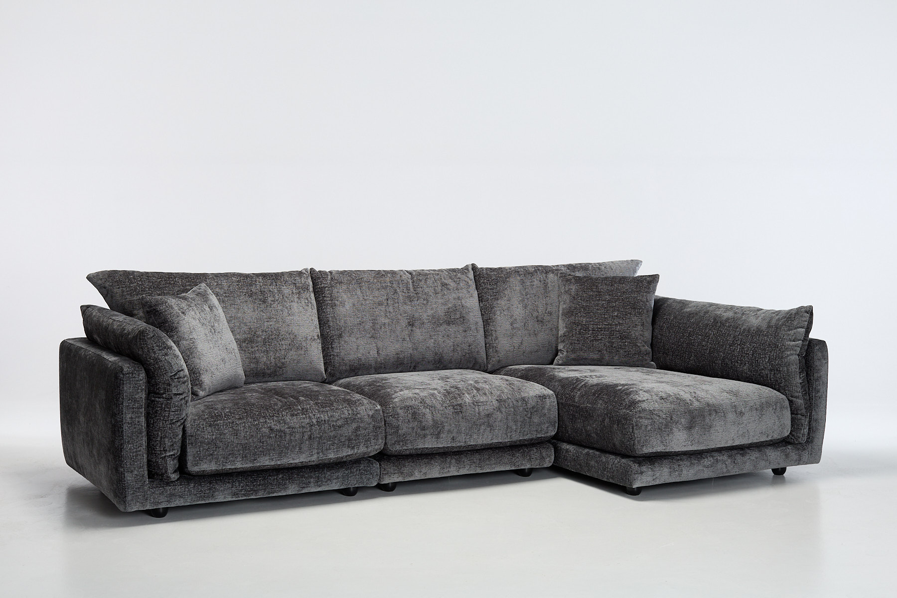 Brooklyn Modern L Shaped Corner Sofa with Right Hand Chaise - Anthracite Chenille