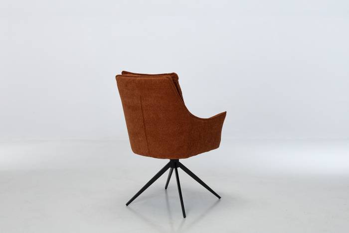 Cali Swivel Dining Chairs with Black Legs - Burnt Orange Woven Chenille