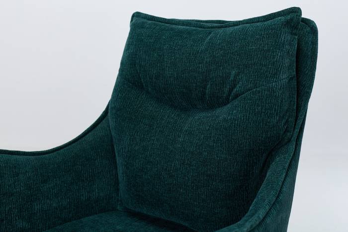 Cali Swivel Dining Chairs with Black Legs - Teal Woven Chenille