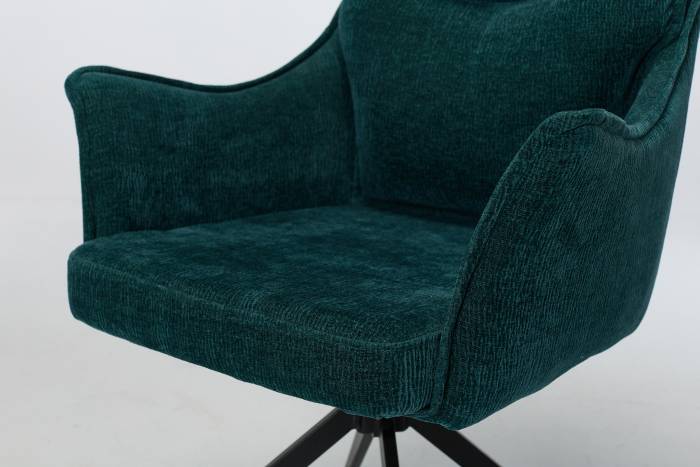 Cali Swivel Dining Chairs with Black Legs - Teal Woven Chenille