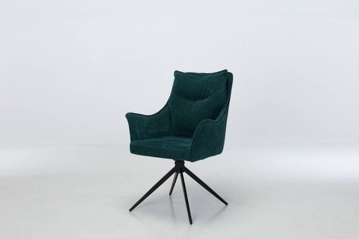 Cali Swivel Dining Chairs with Black Legs - Teal Woven Chenille