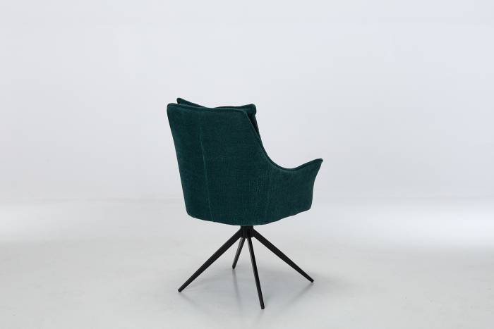 Cali Swivel Dining Chairs with Black Legs - Teal Woven Chenille