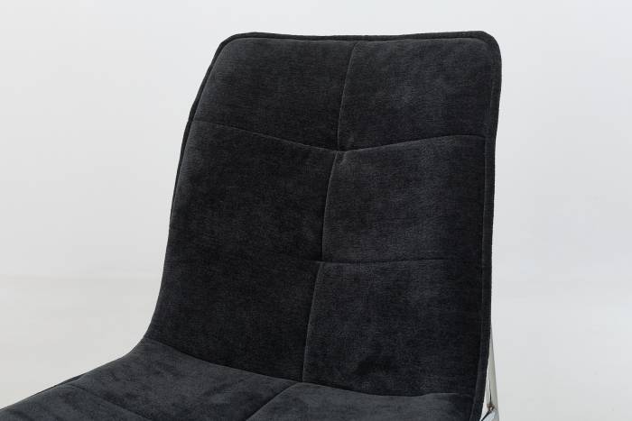 Capri Modern Black Textured Chenille Dining Chairs with Chrome Sled Shaped Metal Base