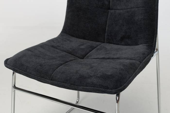 Capri Modern Black Textured Chenille Dining Chairs with Chrome Sled Shaped Metal Base