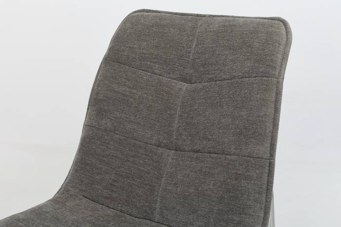 Capri Modern Grey Textured Chenille Dining Chairs with Chrome Sled Shaped Metal Base