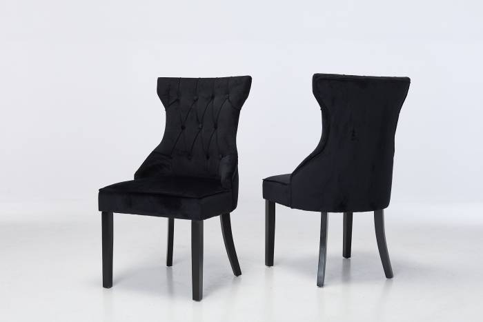 Cleo Upholstered Dining Chairs with Black Legs - Black Velvet
