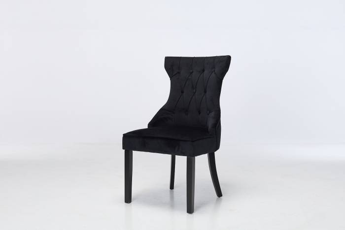 Cleo Upholstered Dining Chairs with Black Legs - Black Velvet