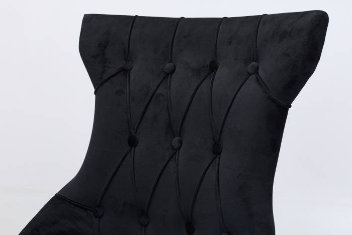 Cleo Upholstered Dining Chairs with Black Legs - Black Velvet