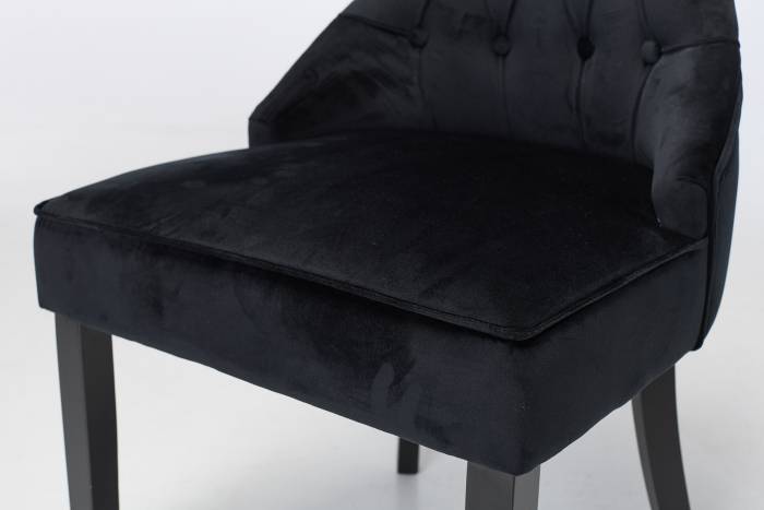 Cleo Upholstered Dining Chairs with Black Legs - Black Velvet