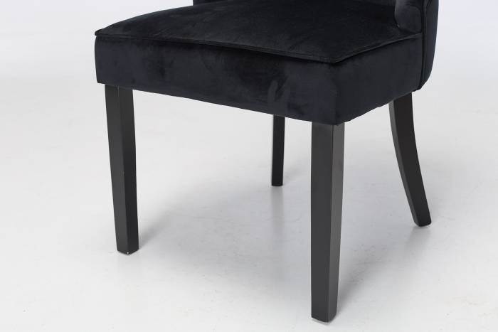 Cleo Upholstered Dining Chairs with Black Legs - Black Velvet