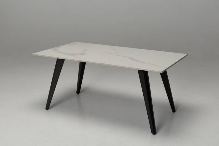 Immi 1m Stone Coffee Table - Calacatta Gold with Black Legs