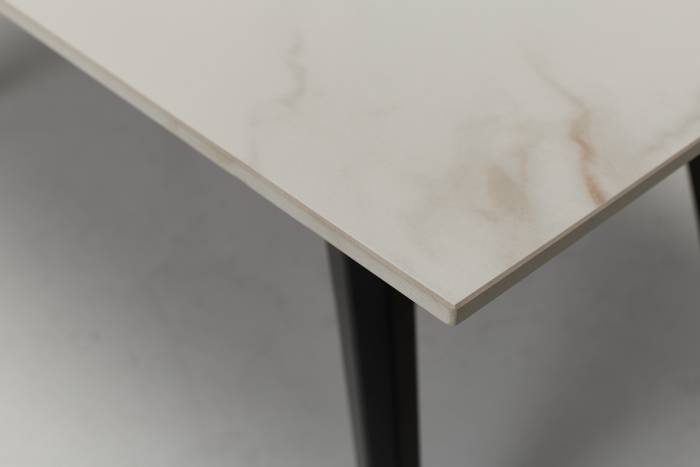 Immi 1m Stone Coffee Table - Calacatta Gold with Black Legs
