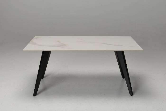 Immi 1m Stone Coffee Table - Calacatta Gold with Black Legs