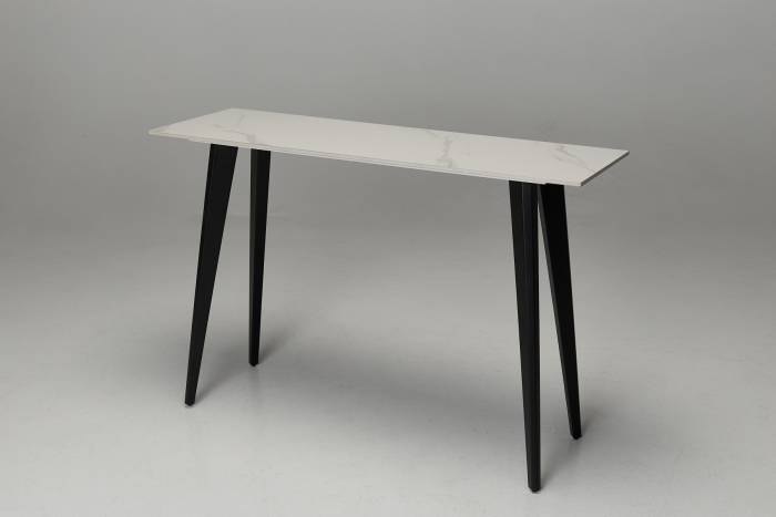 Immi 1.2m Stone Console Table - Calacatta Gold Stone with Black Legs