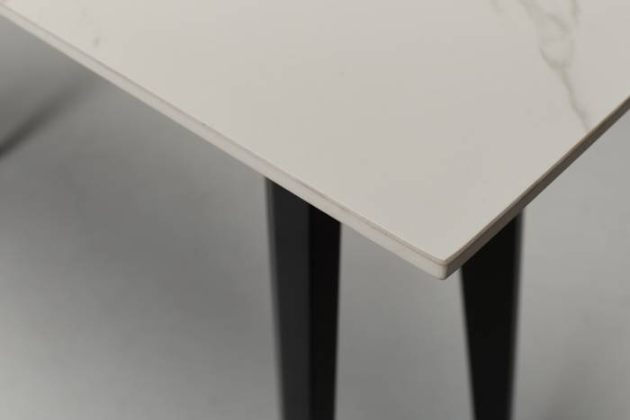 Immi 1.2m Stone Console Table - Calacatta Gold Stone with Black Legs