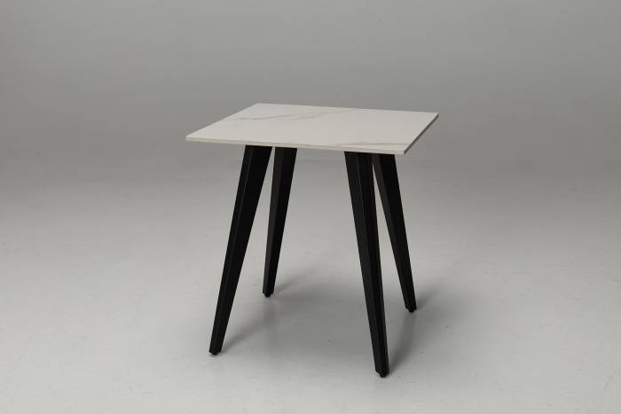 Immi Stone Side Table - Calacatta Gold Stone with Black Legs