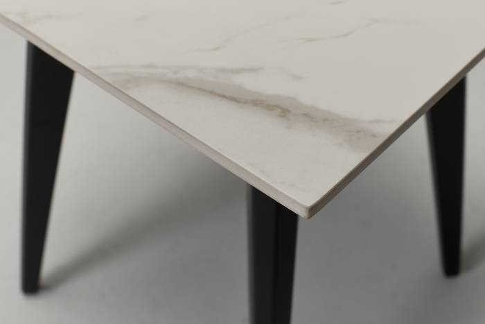 Immi Stone Side Table - Calacatta Gold Stone with Black Legs