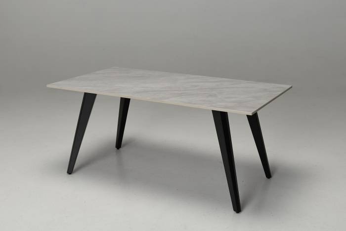 Immi - 1m Stone Coffee Table, Pacific Grey with Black Legs