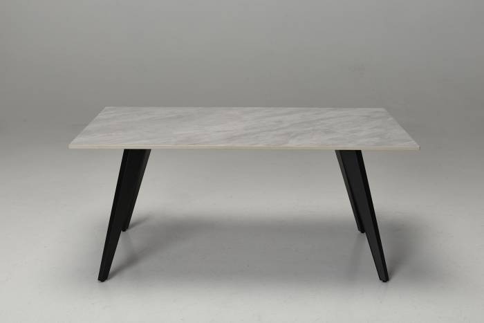 Immi - 1m Stone Coffee Table, Pacific Grey with Black Legs