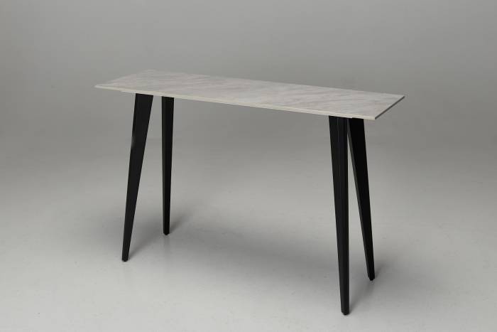 Immi 1.2m Stone Console Table - Pacific Grey with Black Legs