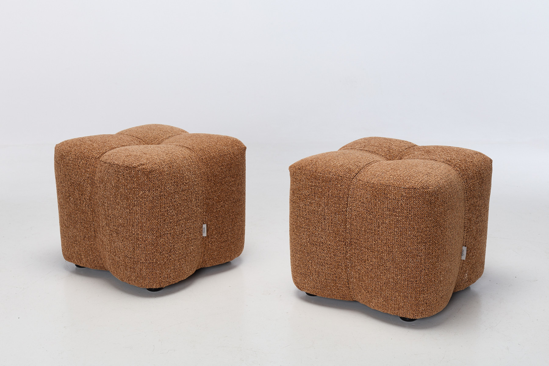 Luna 2 Modern Woven Chenille Pouffe Stools - Copper (Set of 2)