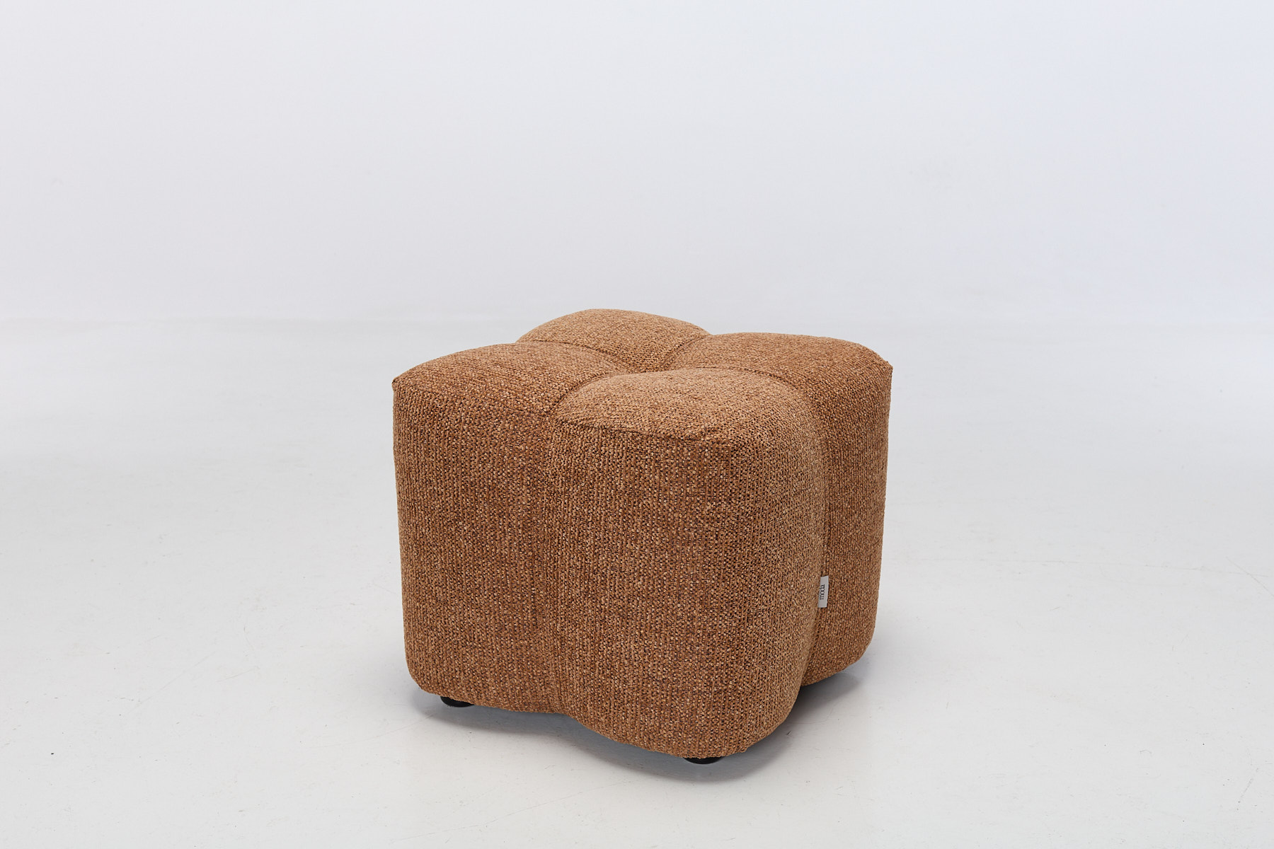 Luna 2 Modern Woven Chenille Pouffe Stools - Copper (Set of 2)