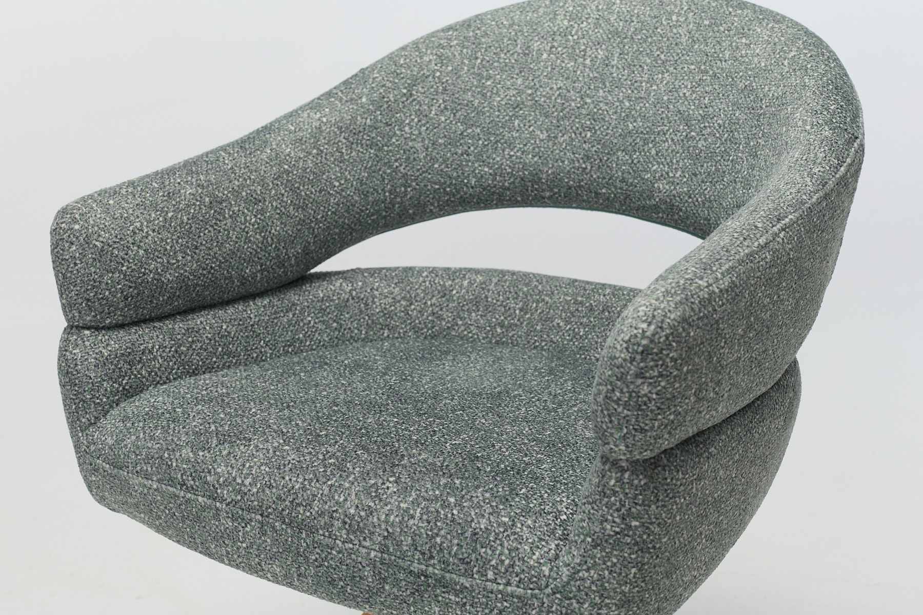 Lusso 360° Swivel Dining Chairs with Solid Oak Legs - Silver Green Deluxe Textured Fabric