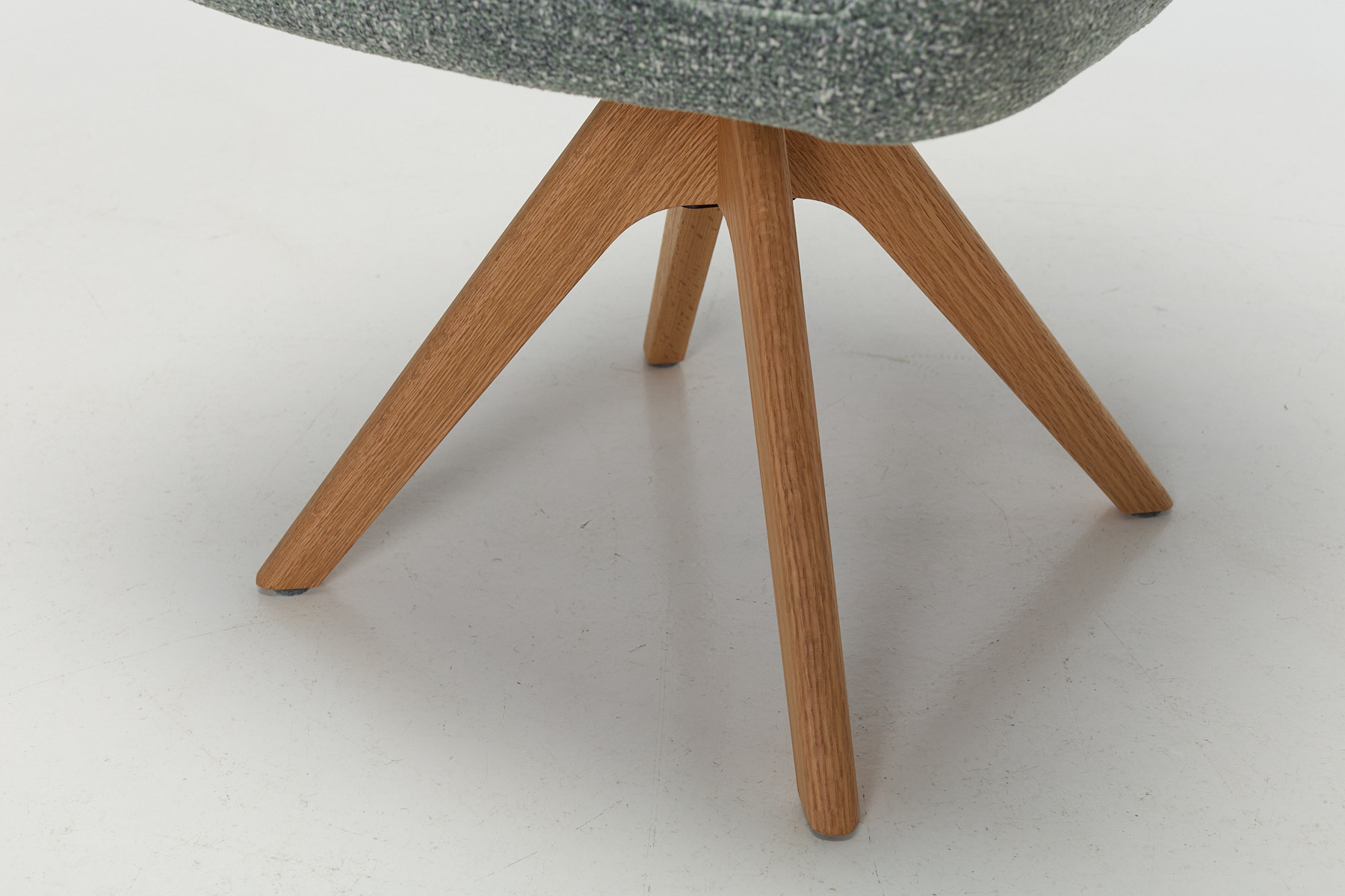 Lusso 360° Swivel Dining Chairs with Solid Oak Legs - Silver Green Deluxe Textured Fabric