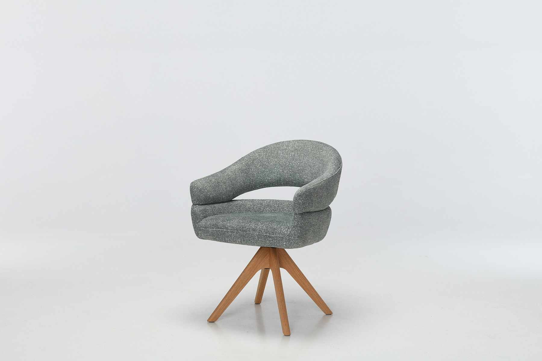 Lusso 360° Swivel Dining Chairs with Solid Oak Legs - Silver Green Deluxe Textured Fabric